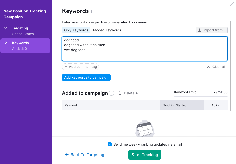 Position Tracking setup