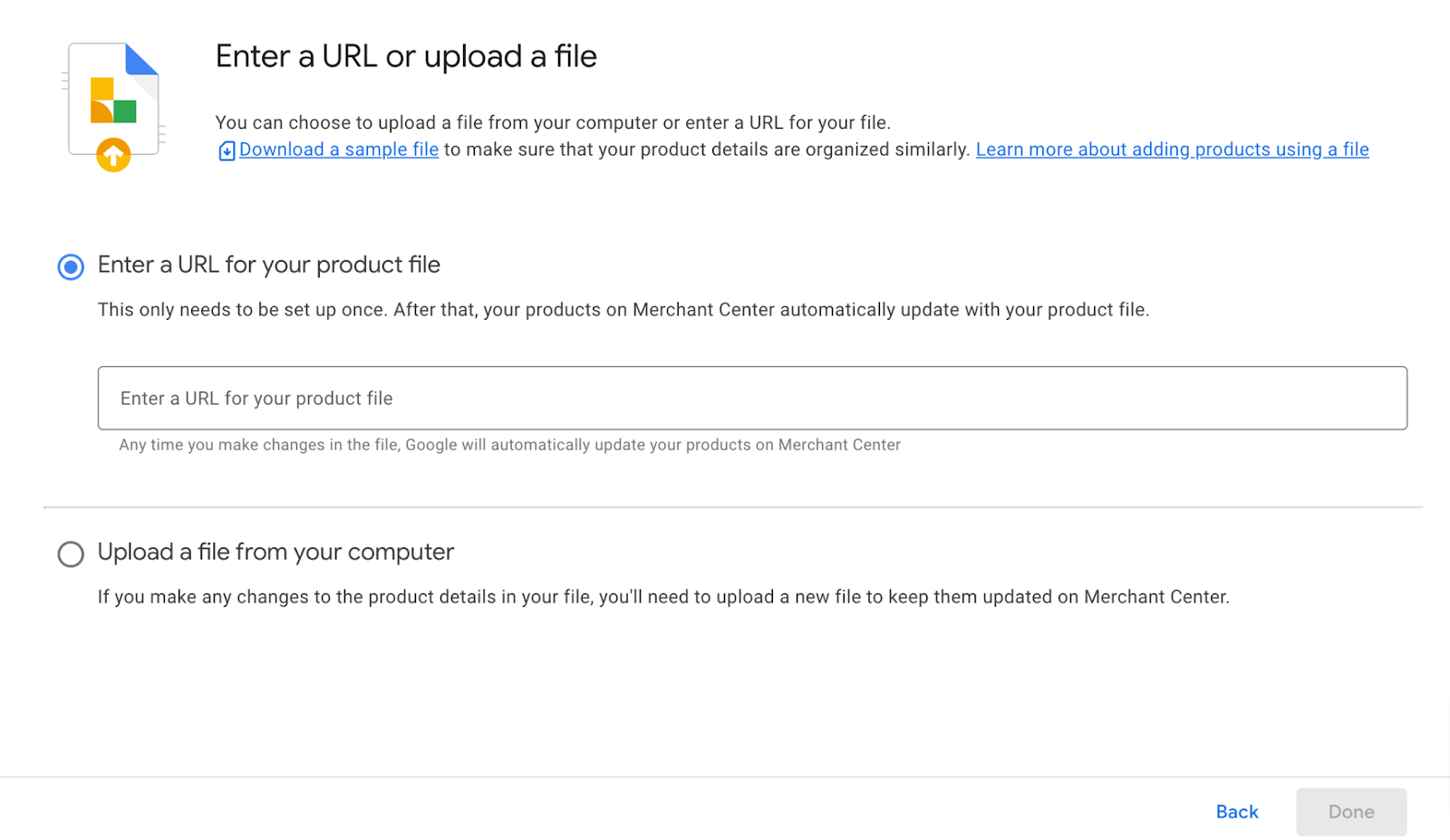 "Ventana "Introducir una URL o subir un archivo